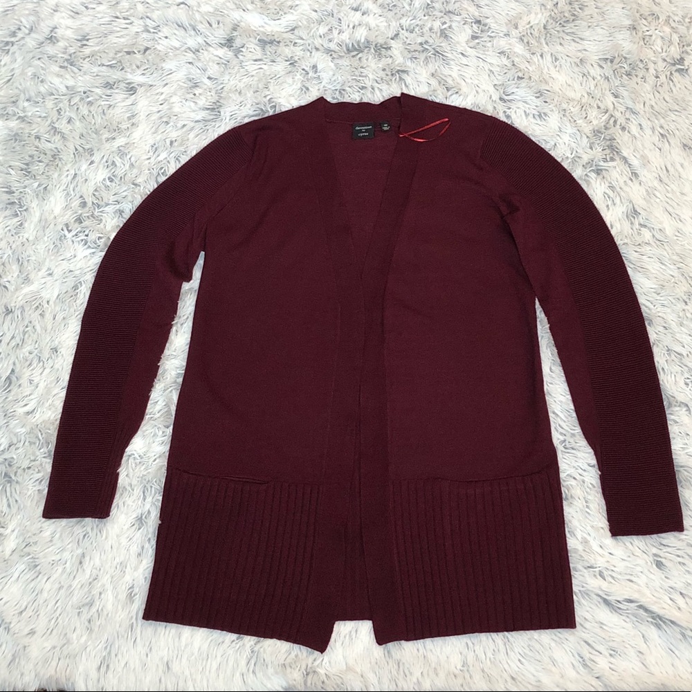 Devotion by Cyrus Burgundy ribbed sleeve cardigan